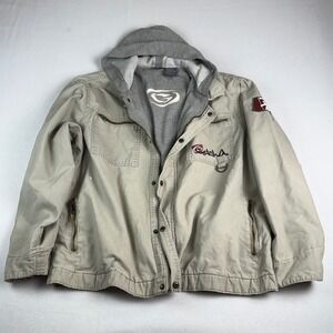 Y2K Gotcha Mens Khaki Hooded Utility‎ Jacket M 2000s